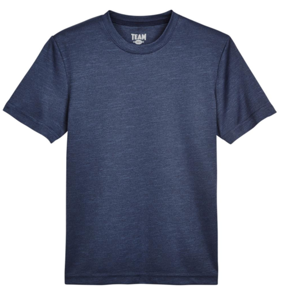 Team 365 Youth Sonic Heather Performance T-Shirt, Sport Dark Navy Heather, Front view