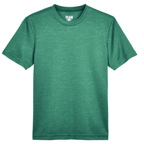 Team 365 Youth Sonic Heather Performance T-Shirt, Sport Forest Heather, Front view