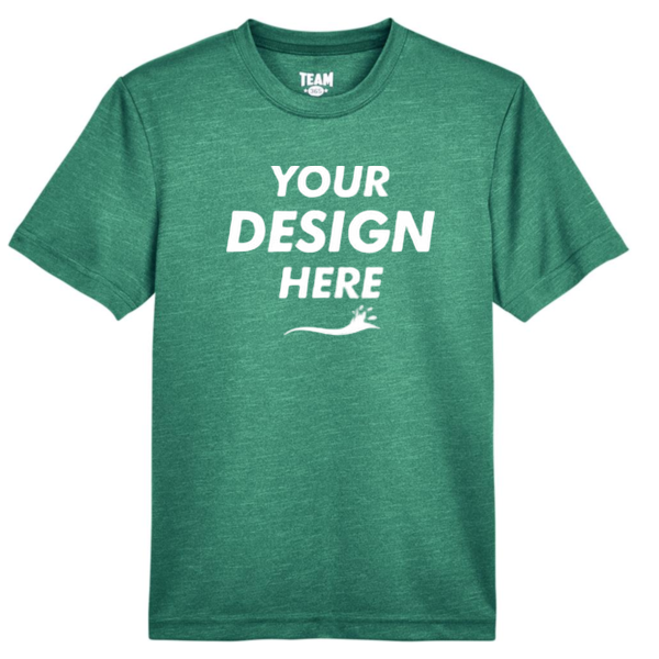 Team 365 Youth Sonic Heather Performance T-Shirt, Sport Forest Heather, Front view, Mockup