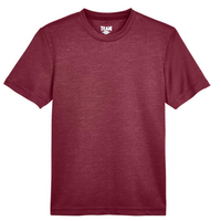 Team 365 Youth Sonic Heather Performance T-Shirt, Sport Maroon Heather, Front view