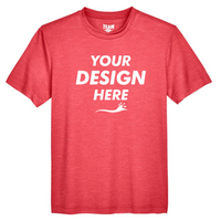 Team 365 Youth Sonic Heather Performance T-Shirt, Sport Red Heather, Front view, Mockup