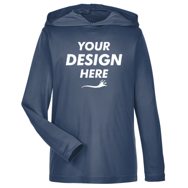 Team 365 Youth Zone Performance Hooded T-Shirt, Sport Dark Navy, Front view, Mockup