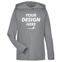 Team 365 Youth Zone Performance Hooded T-Shirt, Sport Graphite, Front view, Mockup