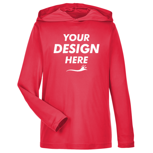 Team 365 Youth Zone Performance Hooded T-Shirt, Sport Red, Front view, Mockup