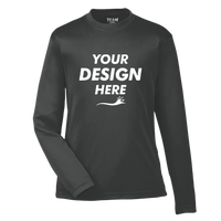 Team 365 Youth Zone Performance Long Sleeve T-Shirt, Black, Front view, Mockup