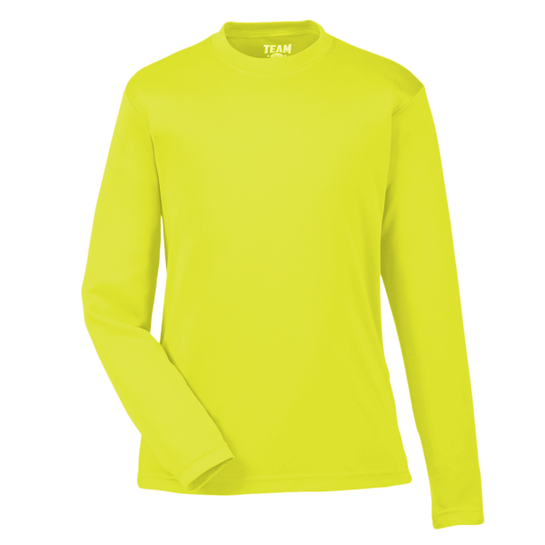 Team 365 Youth Zone Performance Long Sleeve T-Shirt, Safety Yellow, Front view
