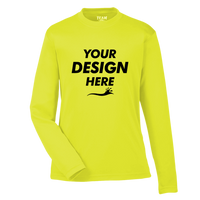 Team 365 Youth Zone Performance Long Sleeve T-Shirt, Safety Yellow, Front view, Mockup