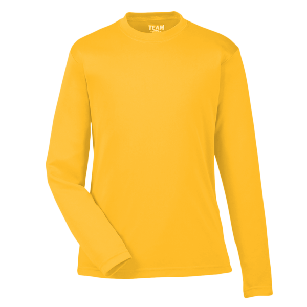 Team 365 Youth Zone Performance Long Sleeve T-Shirt, Sport Athletic Gold, Front view