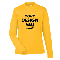 Team 365 Youth Zone Performance Long Sleeve T-Shirt, Sport Athletic Gold, Front view, Mockup