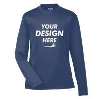 Team 365 Youth Zone Performance Long Sleeve T-Shirt, Sport Dark Navy, Front view, Mockup