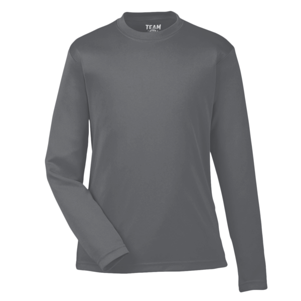 Team 365 Youth Zone Performance Long Sleeve T-Shirt, Sport Graphite, Front view