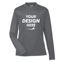 Team 365 Youth Zone Performance Long Sleeve T-Shirt, Sport Graphite, Front view, Mockup