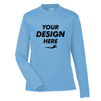 Team 365 Youth Zone Performance Long Sleeve T-Shirt, Sport Light Blue, Front view, Mockup