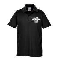 Team 365 Youth Zone Performance Polo, Black, Front view, Mockup