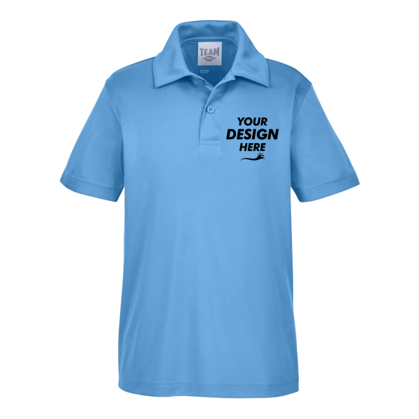 Team 365 Youth Zone Performance Polo, Sport Light Blue, Front view, Mockup
