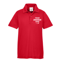 Team 365 Youth Zone Performance Polo, Sport Red, Front view, Mockup