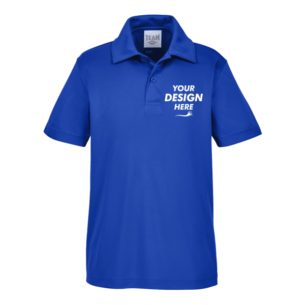 Team 365 Youth Zone Performance Polo, Sport Royal, Front view, Mockup