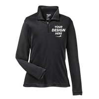 Team 365 Youth Zone Performance Quarter-Zip Pullover, Black, Front view, Mockup