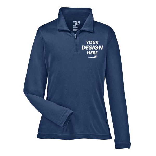 Team 365 Youth Zone Performance Quarter-Zip Pullover, Sport Dark Navy, Front view, Mockup