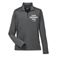 Team 365 Youth Zone Performance Quarter-Zip Pullover, Sport Graphite, Front view, Mockup