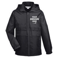 Team 365 Youth Zone Protect Lightweight Jacket, Black, Front view, Mockup