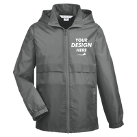 Team 365 Youth Zone Protect Lightweight Jacket, Sport Graphite, Front view, Mockup