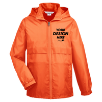 Team 365 Youth Zone Protect Lightweight Jacket, Sport Orange, Front view, Mockup