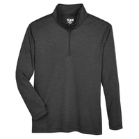 Team 365 Youth Zone Sonic Heather Performance Quarter-Zip Pullover, Black Heather, Front view