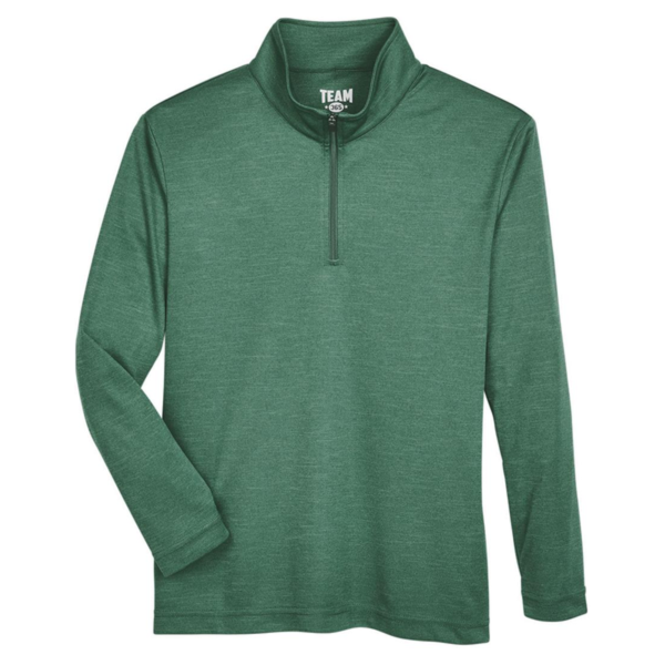 Team 365 Youth Zone Sonic Heather Performance Quarter-Zip Pullover, Sport Forest Heather, Front view