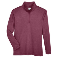 Team 365 Youth Zone Sonic Heather Performance Quarter-Zip Pullover, Sport Maroon Heather, Front view