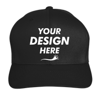 Team 365 Zone Performance Cap by Yupoong®, Black, Front view, Mockup