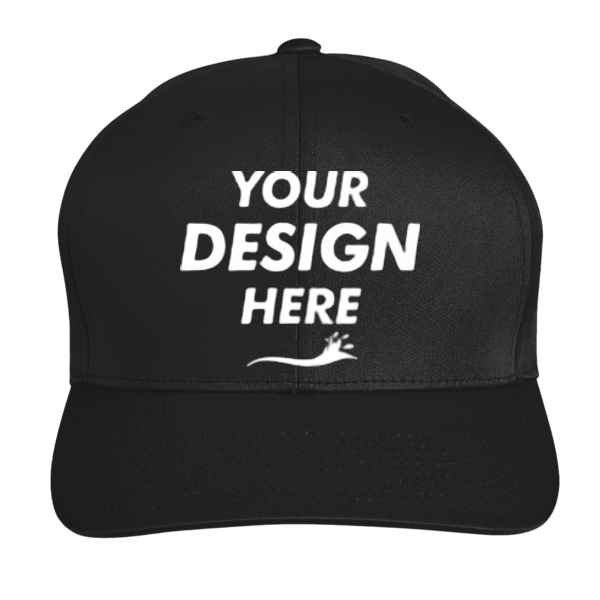 Team 365 Zone Performance Cap by Yupoong®, Black, Front view, Mockup
