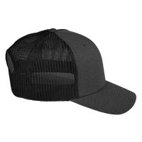 Team 365 Zone Sonic Heather Trucker Cap by Yupoong, Black Heather / Black, Right Side view