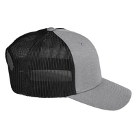 Team 365 Zone Sonic Heather Trucker Cap by Yupoong, Dark Grey Heather / Black, Right Side view