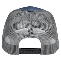Team 365 Zone Sonic Heather Trucker Cap by Yupoong, Sport Dark Navy Heather / Sport Graphite, Back view