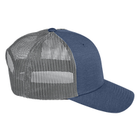 Team 365 Zone Sonic Heather Trucker Cap by Yupoong, Sport Dark Navy Heather / Sport Graphite, Right Side view