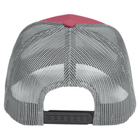 Team 365 Zone Sonic Heather Trucker Cap by Yupoong, Sport Maroon Heather / Sport Graphite, Back view