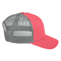 Team 365 Zone Sonic Heather Trucker Cap by Yupoong, Sport Red Heather / Sport Graphite, Right Side view