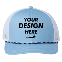 The Game Everyday Rope Trucker Cap, Columbia Blue / White / White, Front view, Mockup
