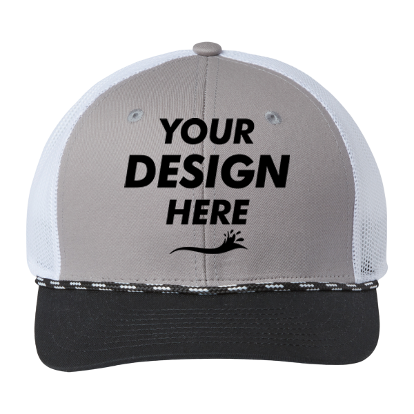 The Game Everyday Rope Trucker Cap, Light Grey / Black / Black, Front view, Mockup