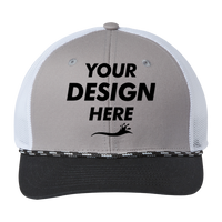 The Game Everyday Rope Trucker Cap, Light Grey / Black / Black, Front view, Mockup