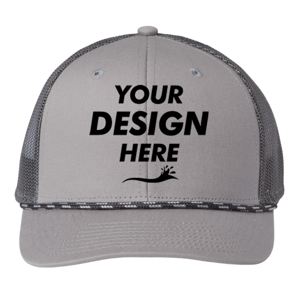 The Game Everyday Rope Trucker Cap, Light Grey / Charcoal / Charcoal, Front view, Mockup