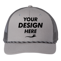 The Game Everyday Rope Trucker Cap, Light Grey / Charcoal / Charcoal, Front view, Mockup