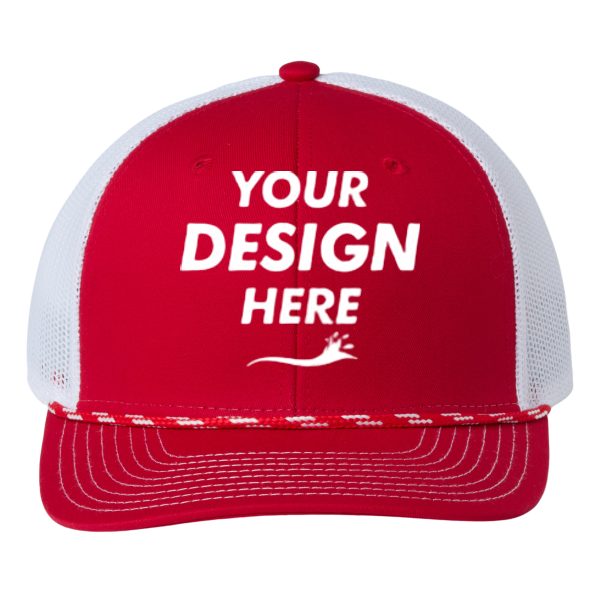 The Game Everyday Rope Trucker Cap, Red / White / White, Front view, Mockup