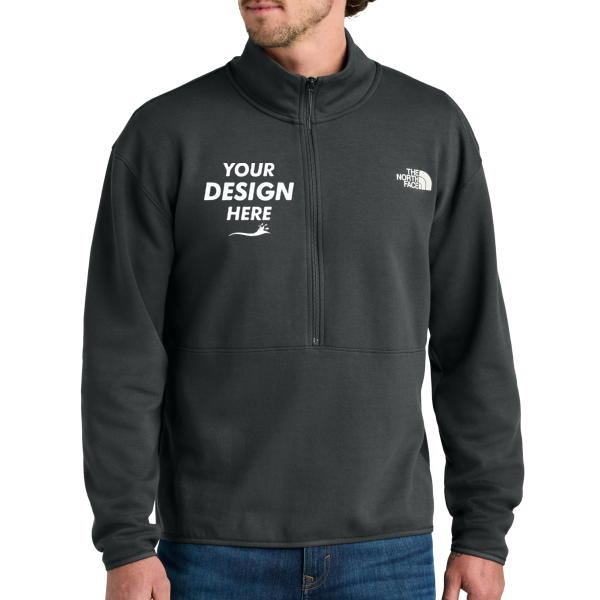 The North Face Double Knit 1/2 Zip Fleece, Asphalt Grey, Front view, Mockup
