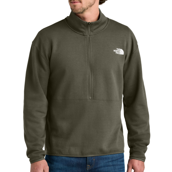 The North Face Double Knit 1/2 Zip Fleece, New Taupe Green, Front view