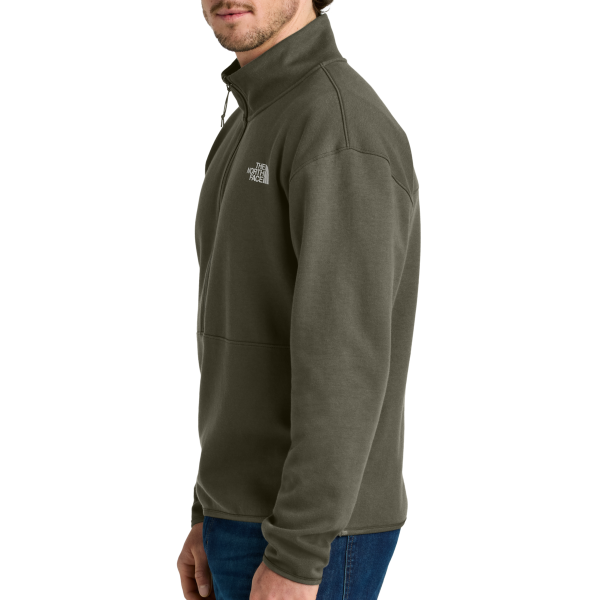 The North Face Double Knit 1/2 Zip Fleece, New Taupe Green, Left Sleeve view