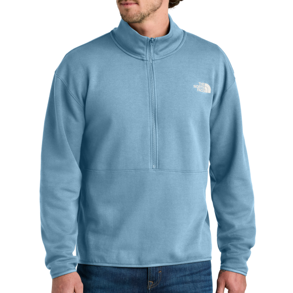 The North Face Double Knit 1/2 Zip Fleece, Steel Blue, Front view