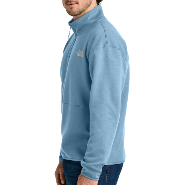 The North Face Double Knit 1/2 Zip Fleece, Steel Blue, Left Sleeve view