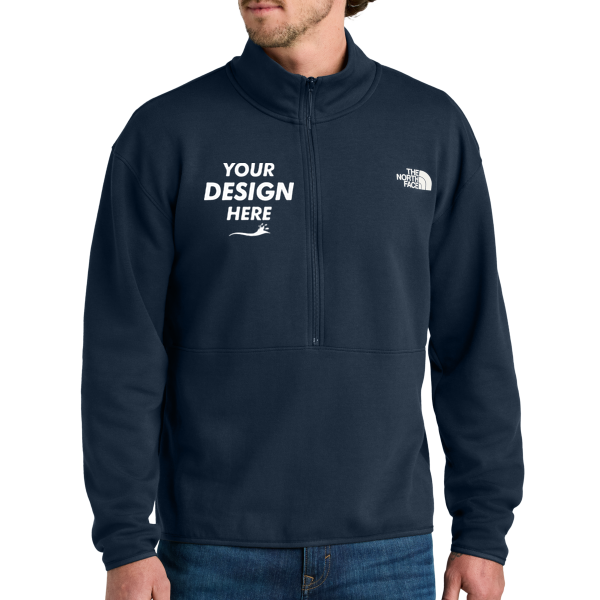 The North Face Double Knit 1/2 Zip Fleece, Summit Navy, Front view, Mockup